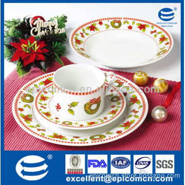 Christmas series luster lofty 16pcs china ceramic dinnerware with tea set